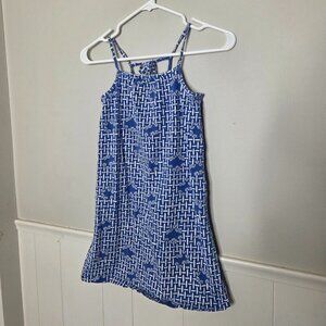 HANNA ANDERSSON Blue Floral Bos Tied Dress